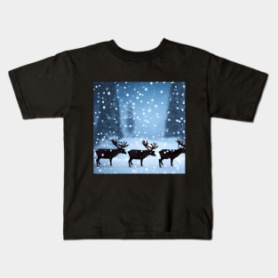 Reindeer in Snowing Kids T-Shirt